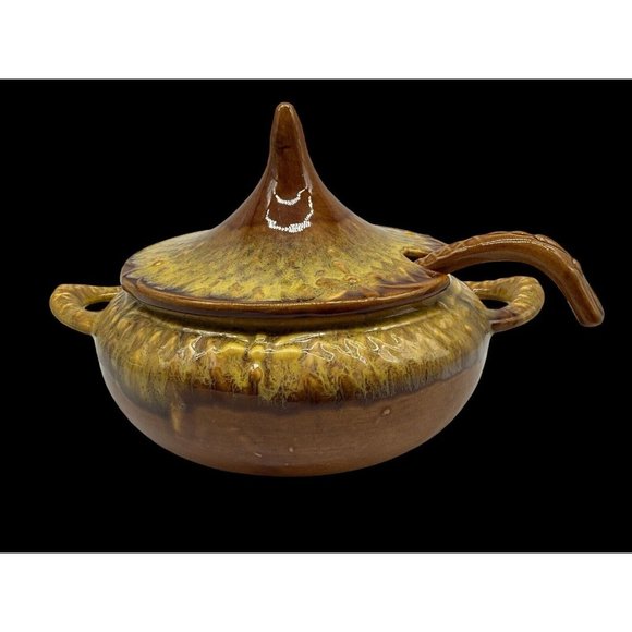 Marcia of California Pottery Vintage USA Drip Glazed Soup Tureen MCM Serveware - Picture 2 of 16